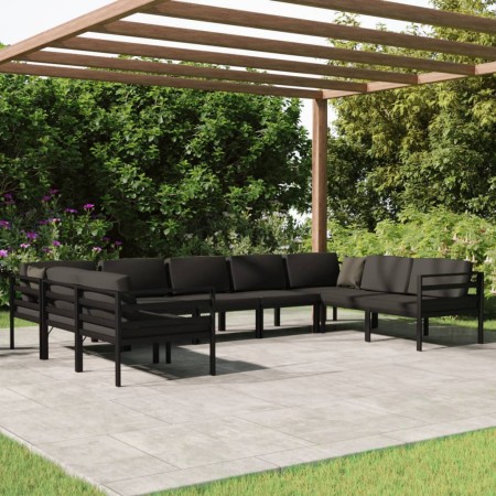 Set muebles de jardín 9 pzas y cojines aluminio gris antracita de , Conjuntos de jardín - Ref: Foro24-3107814, Precio: 1,00 €...