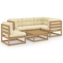 Muebles de jardín 6 piezas con cojines de madera de pino maciza de vidaXL, Conjuntos de jardín - Ref: Foro24-3076632, Precio:...
