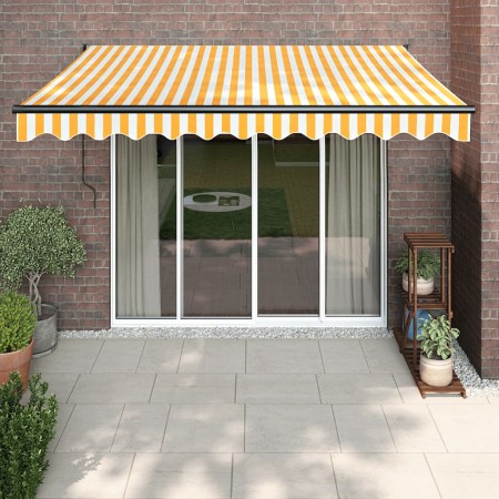 Toldo retráctil automático amarillo y blanco 3x2,5 m de , Toldos - Ref: Foro24-3154506, Precio: 272,03 €, Descuento: %