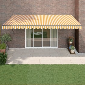 Toldo retráctil automático amarillo y blanco 5x3 m de , Toldos - Ref: Foro24-3154510, Precio: 430,70 €, Descuento: %