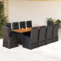 Set de comedor jardín 11 pzas con cojines ratán sintético negro en Conjuntos de jardín | Comprar online en Foru.es