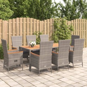Set comedor jardín 9 pzas y cojines ratán sintético gris de , Conjuntos de jardín - Ref: Foro24-3157553, Precio: 1,00 €, Desc...