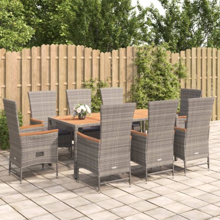 Set comedor jardín 9 pzas y cojines ratán sintético gris de , Conjuntos de jardín - Ref: Foro24-3157553, Precio: 1,00 €, Desc...