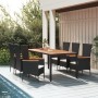 Set de comedor de jardín 7 pzas y cojines ratán sintético negro de , Conjuntos de jardín - Ref: Foro24-3157532, Precio: 596,5...