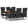 Set de comedor de jardín 7 pzas y cojines ratán sintético negro de , Conjuntos de jardín - Ref: Foro24-3157532, Precio: 596,5...