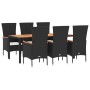 Set de comedor de jardín 7 pzas y cojines ratán sintético negro de , Conjuntos de jardín - Ref: Foro24-3157532, Precio: 596,5...