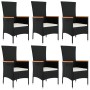 Set de comedor de jardín 7 pzas y cojines ratán sintético negro de , Conjuntos de jardín - Ref: Foro24-3157532, Precio: 596,5...