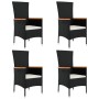 Set de muebles jardín 5 pzas con cojines ratán sintético negro de , Conjuntos de jardín - Ref: Foro24-3157530, Precio: 447,24...