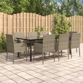 Set comedor jardín 9 pzas y cojines ratán sintético negro gris de , Conjuntos de jardín - Ref: Foro24-3185165, Precio: 647,19...