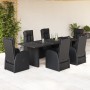 Set de comedor de jardín 7 pzas y cojines ratán sintético negro en Conjuntos de jardín | Comprar online en Foru.es