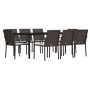 Juego comedor jardín 9 piezas y cojines ratán sintético y acero de , Conjuntos de jardín - Ref: Foro24-3186966, Precio: 580,1...