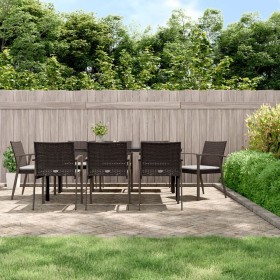 Juego comedor jardín 9 piezas y cojines ratán sintético y acero de , Conjuntos de jardín - Ref: Foro24-3186998, Precio: 767,1...