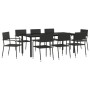 Juego de comedor de jardín 9 pzas ratán sintético y acero negro de , Conjuntos de jardín - Ref: Foro24-3203287, Precio: 390,4...