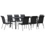 Juego de comedor para jardín 9 piezas acero y textilene negro de , Conjuntos de jardín - Ref: Foro24-3200717, Precio: 566,05 ...