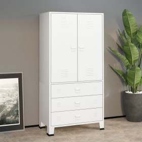 Armario industrial de metal blanco 90x50x180 cm de , Armarios roperos - Ref: Foro24-339614, Precio: 366,50 €, Descuento: %