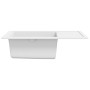 Fregadero de cocina con rebosadero ovalado granito blanco de , Fregaderos - Ref: Foro24-147104, Precio: 157,05 €, Descuento: %