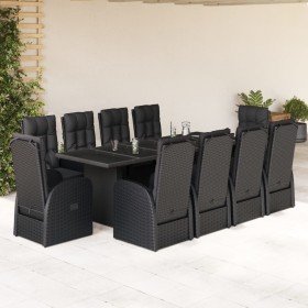 Set de comedor jardín 11 pzas con cojines ratán sintético negro en Conjuntos de jardín | Comprar online en Foru.es