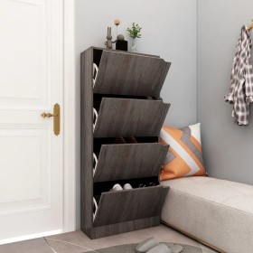 Zapatero 4 puertas madera ingeniería gris Sonoma 59x24x136 cm de , Zapateros y organizadores de calzado - Ref: Foro24-338135,...