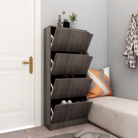 Zapatero 4 puertas madera ingeniería gris Sonoma 59x24x136 cm de , Zapateros y organizadores de calzado - Ref: Foro24-338135,...