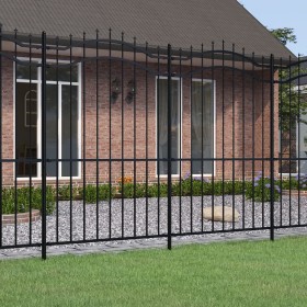 Valla de jardín con punta de lanza acero recubierto negro 222cm de , Paneles de vallas - Ref: Foro24-151083, Precio: 202,40 €...