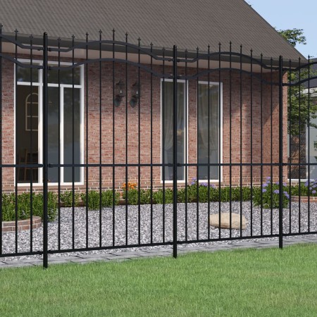 Valla de jardín con punta de lanza acero recubierto negro 222cm de , Paneles de vallas - Ref: Foro24-151083, Precio: 202,40 €...