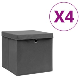 Cajas de almacenaje con tapas 4 uds gris 28x28x28 cm de , Cestas para almacenaje - Ref: Foro24-325192, Precio: 28,41 €, Descu...