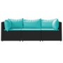 Set de muebles de jardín 3 pzas y cojines ratán sintético negro de , Sofás de exterior - Ref: Foro24-319798, Precio: 220,44 €...