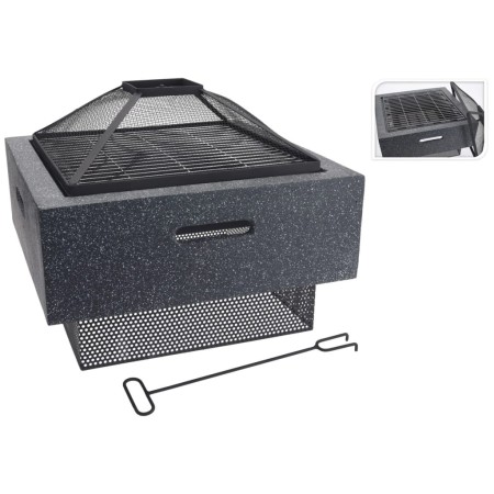 ProGarden Brasero con parrilla cuadrado gris oscuro 52,5x52,5x18,5 cm de , Chimeneas - Ref: Foro24-436229, Precio: 157,77 €, ...