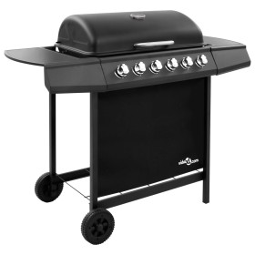 Barbacoa de gas con 6 fogones negra de , Barbacoas - Ref: Foro24-3053628, Precio: 250,30 €, Descuento: %