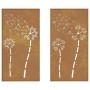 Adorno pared jardín 2 uds acero corten diseño flores 105x55 cm de , Carteles, copias y arte visual - Ref: Foro24-824489, Prec...