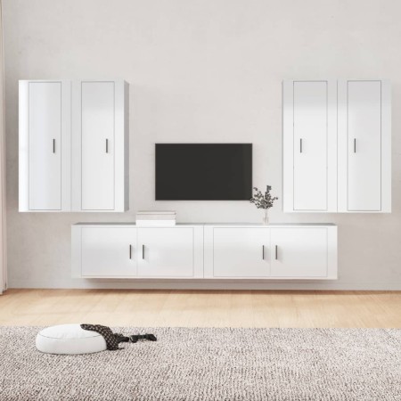 Set de muebles de TV 6 pzas madera contrachapada blanco brillo de , Muebles TV - Ref: Foro24-3188864, Precio: 422,24 €, Descu...