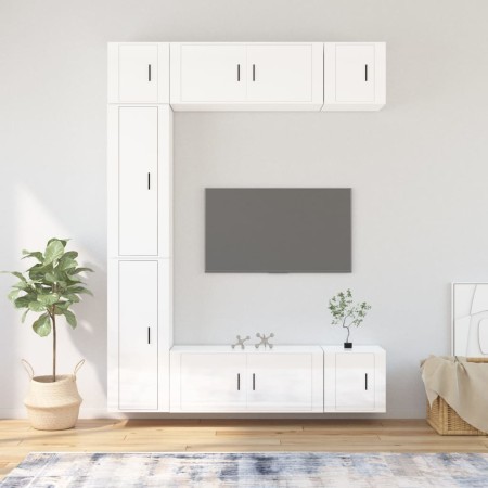 Set de muebles de TV 7 pzas madera contrachapada blanco brillo de , Muebles TV - Ref: Foro24-3188824, Precio: 379,00 €, Descu...