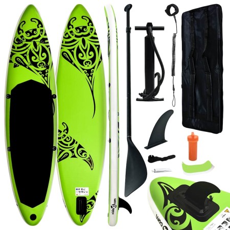 Juego de tabla de paddle surf hinchable verde 320x76x15 cm de , Paddleboards - Ref: Foro24-92741, Precio: 210,08 €, Descuento...