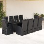 Set de comedor jardín 11 pzas con cojines ratán sintético negro en Conjuntos de jardín | Comprar online en Foru.es