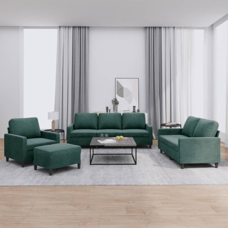 Juego de sofás con cojines 4 piezas terciopelo verde oscuro de , Sofás - Ref: Foro24-3201488, Precio: 705,03 €, Descuento: %