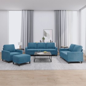 Juego de sofás con cojines 4 piezas terciopelo azul de , Sofás - Ref: Foro24-3201495, Precio: 769,23 €, Descuento: %