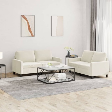 Juego de sofás con cojines 2 piezas terciopelo crema de , Sofás - Ref: Foro24-3201504, Precio: 479,46 €, Descuento: -5%%