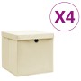 Cajas de almacenaje con tapas 4 uds crema 28x28x28 cm de , Cestas para almacenaje - Ref: Foro24-325216, Precio: 28,63 €, Desc...