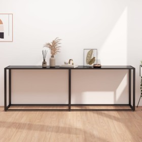 Mesa consola vidrio templado negro 220x35x75,5 cm de , Mesas auxiliares - Ref: Foro24-331691, Precio: 108,33 €, Descuento: %