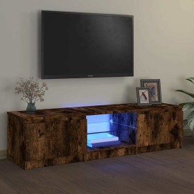 Mueble de TV con luces LED roble ahumado 140x40x35,5 cm de , Muebles TV - Ref: Foro24-822681, Precio: 88,25 €, Descuento: %