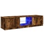 Mueble de TV con luces LED roble ahumado 140x40x35,5 cm de , Muebles TV - Ref: Foro24-822681, Precio: 88,25 €, Descuento: %