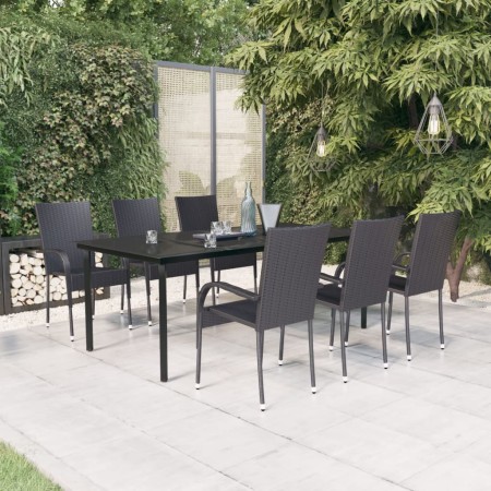 Juego de comedor para jardín 7 piezas negro de , Conjuntos de jardín - Ref: Foro24-3099381, Precio: 511,76 €, Descuento: %