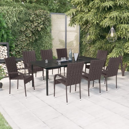 Juego de comedor para jardín 9 piezas marrón y negro de , Conjuntos de jardín - Ref: Foro24-3099388, Precio: 592,16 €, Descue...
