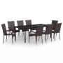 Juego de comedor para jardín 9 piezas marrón y negro de , Conjuntos de jardín - Ref: Foro24-3099388, Precio: 592,16 €, Descue...