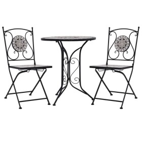 Set mesa y sillas bistró mosaico 3 pzas baldosa cerámica gris de , Conjuntos de jardín - Ref: Foro24-279690, Precio: 267,42 €...