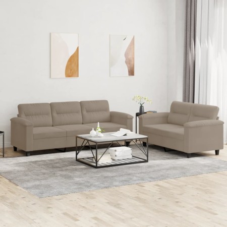 Juego de sofás con cojines 2 piezas tela microfibra taupe de , Sofás - Ref: Foro24-3202338, Precio: 601,37 €, Descuento: -5%%