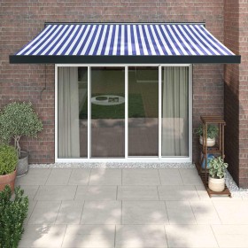 Toldo retráctil aluminio y tela azul y blanco 3x2,5 m de , Toldos - Ref: Foro24-3154546, Precio: 435,41 €, Descuento: -5%%
