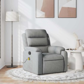 Sillón reclinable de masaje de tela gris claro de , Sillones - Ref: Foro24-373474, Precio: 219,64 €, Descuento: %