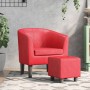 Sillón con taburete cuero sintético rojo de , Sillones - Ref: Foro24-356496, Precio: 166,48 €, Descuento: %