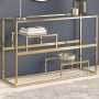 Mesa consola acero inoxidable dorado y vidrio templado de , Mesas consola - Ref: Foro24-350002, Precio: 220,70 €, Descuento: ...
